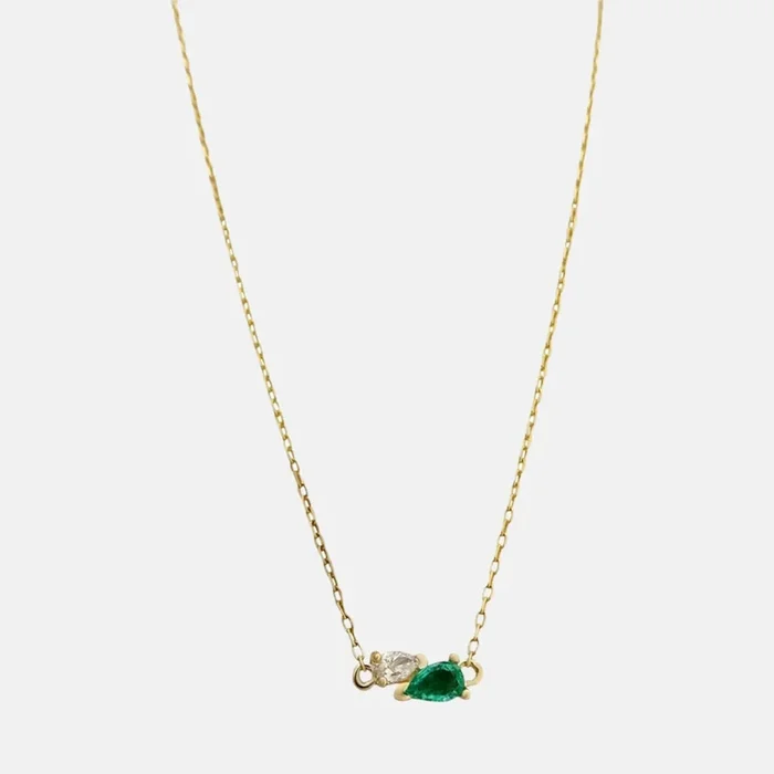 Me and You Emerald Gold Necklace