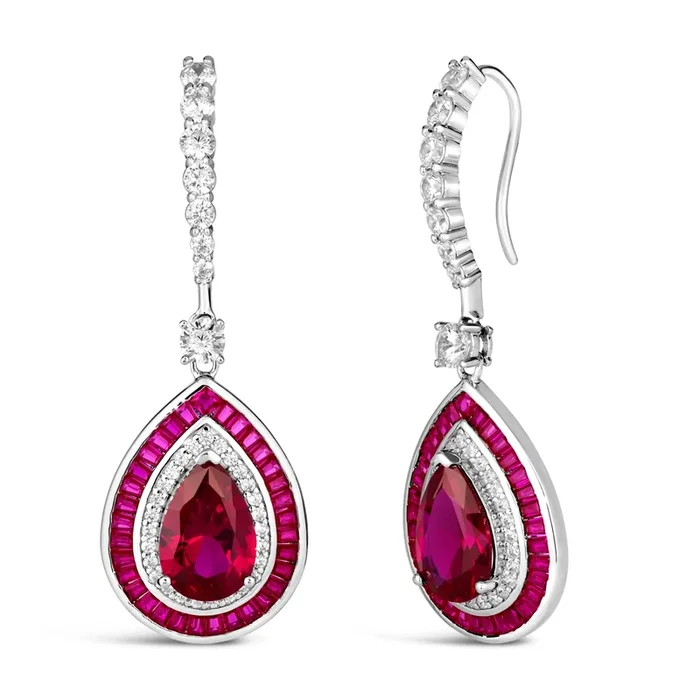 Medellin Gem Drop Earrings in Ruby
