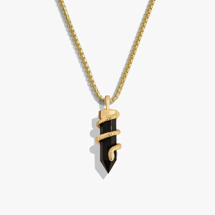 Men’s Black Onyx Crystal Snake Necklace