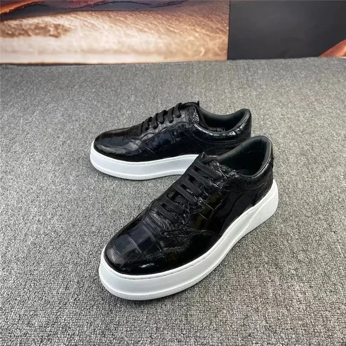 Men’s Classic Black Color Genuine Leather Lace-up Casual Shoes