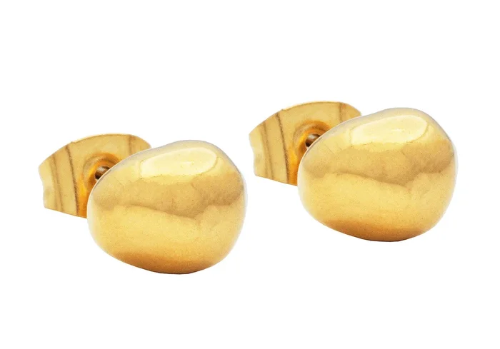 Men’s Gold Stainless Steel Shapeless Stud Earrings