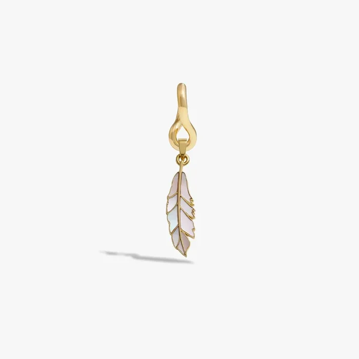 Men’s Mother of Pearl Feather Charm Earring