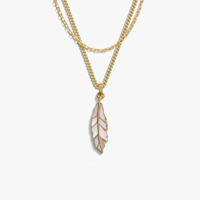 Men’s Mother of Pearl Feather Necklace Set