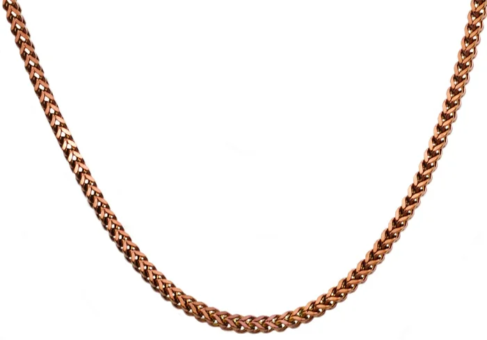 Mens 4mm Chocolate Stainless Steel Franco Link Chain Necklace