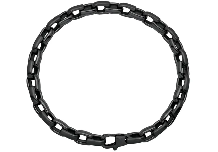 Mens 6mm Black Plated Stainless Steel Link Chain Bracelet