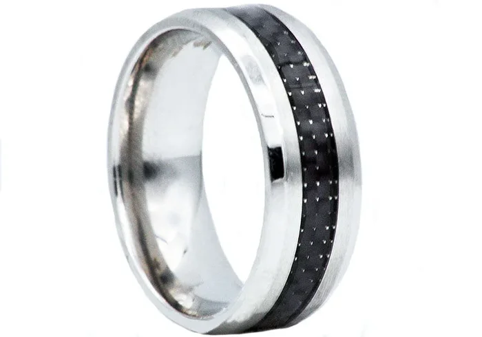 Mens Carbon Fiber And Stainless Steel Band