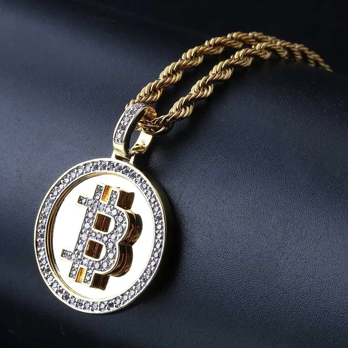 Mens Diamond Bitcoin Pendant