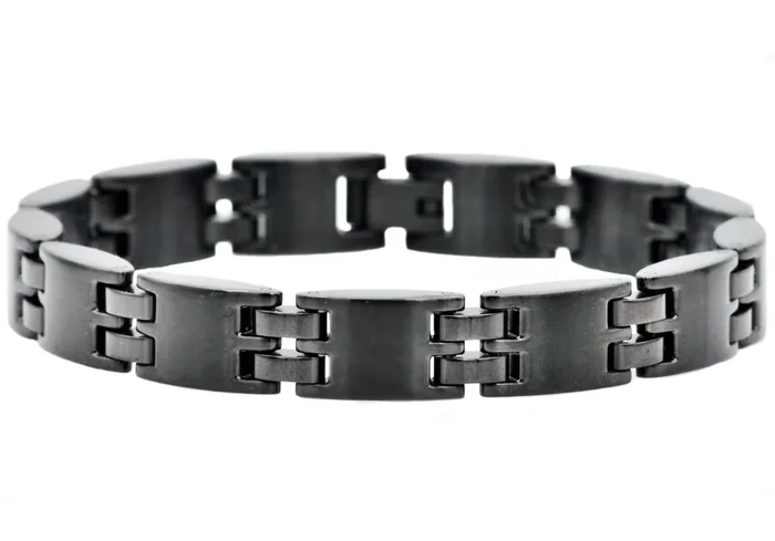 Mens Matte Finish Black Stainless Steel Bracelet