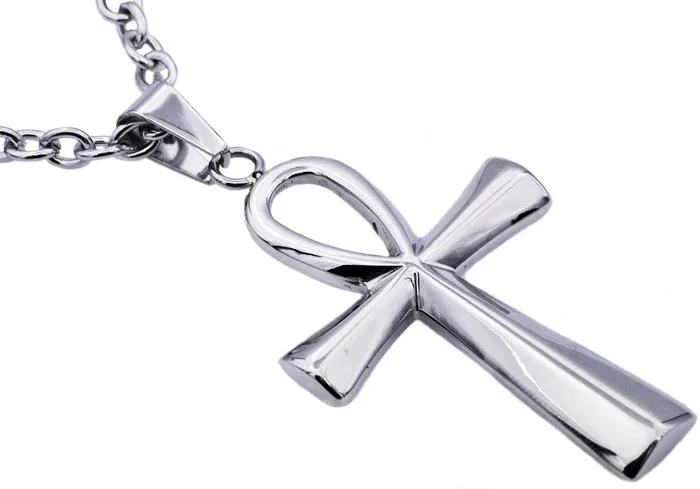 Mens Stainless Steel Ankh Cross Pendant