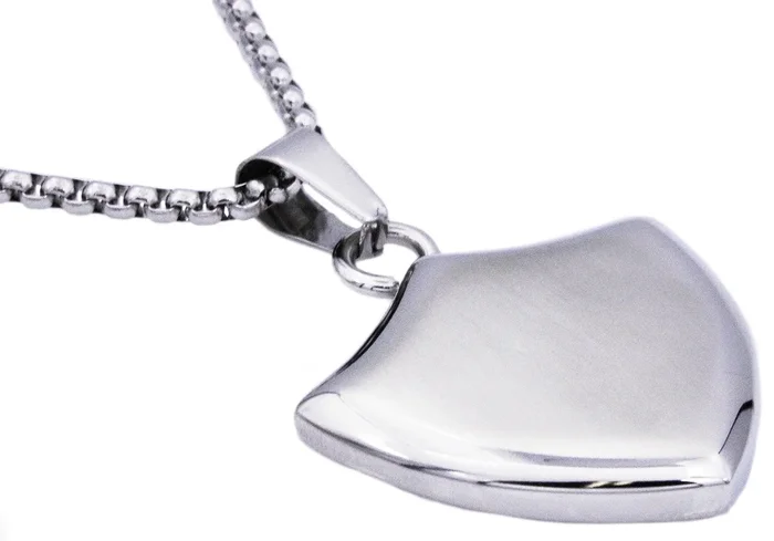 Mens Stainless Steel Shield Pendant