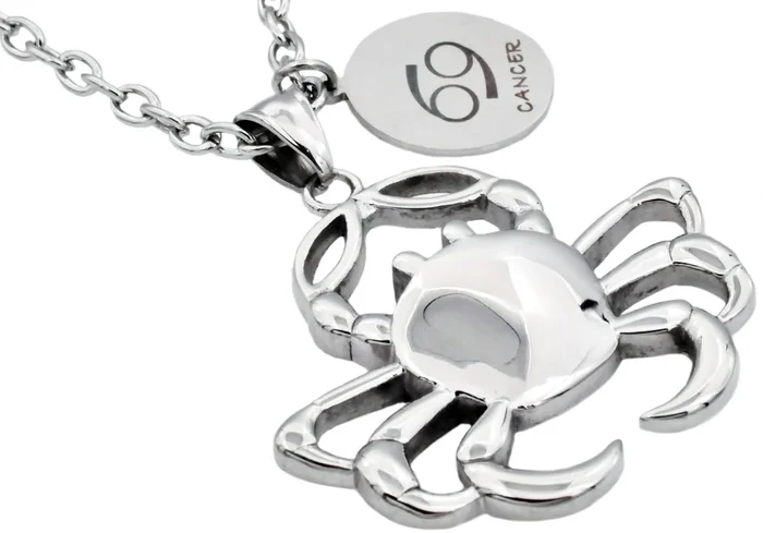 Mens Stainless Steel Zodiac Cancer Pendant