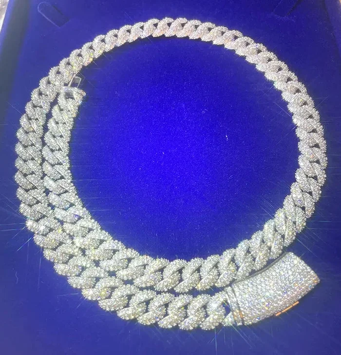 Miami Cuban Link Chain Multi Row VVS 6mm 9mm 13mm 17mm Wide Iced out Necklace Men Women