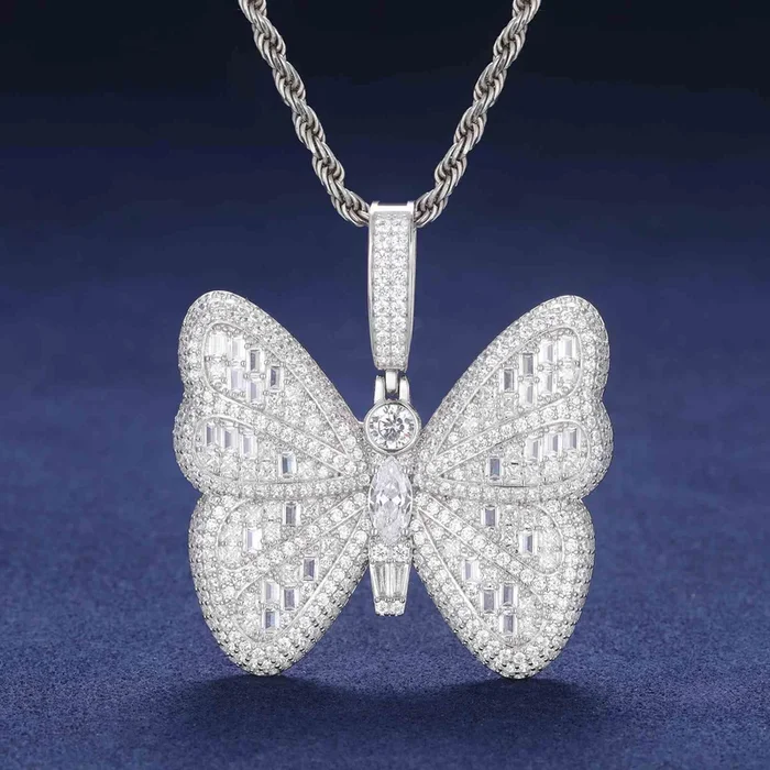 Micro Baguette Butterfly Pendant