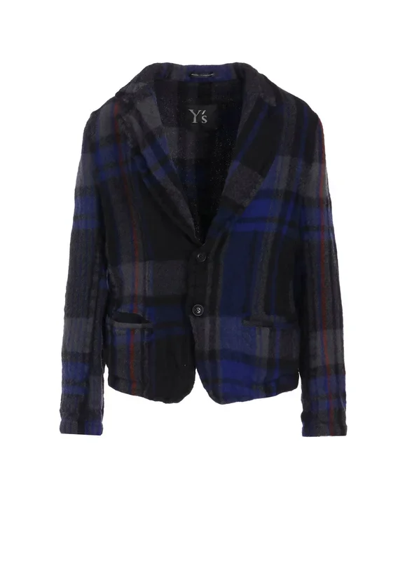MILLED WOOL PLAID JACKET