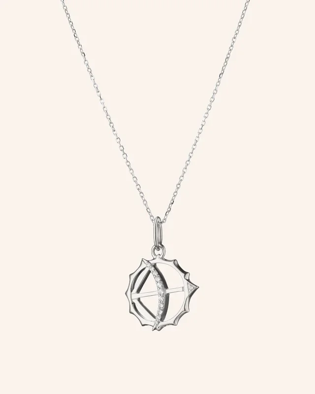 Mini “Strength” Apollo Necklace with White Sapphires