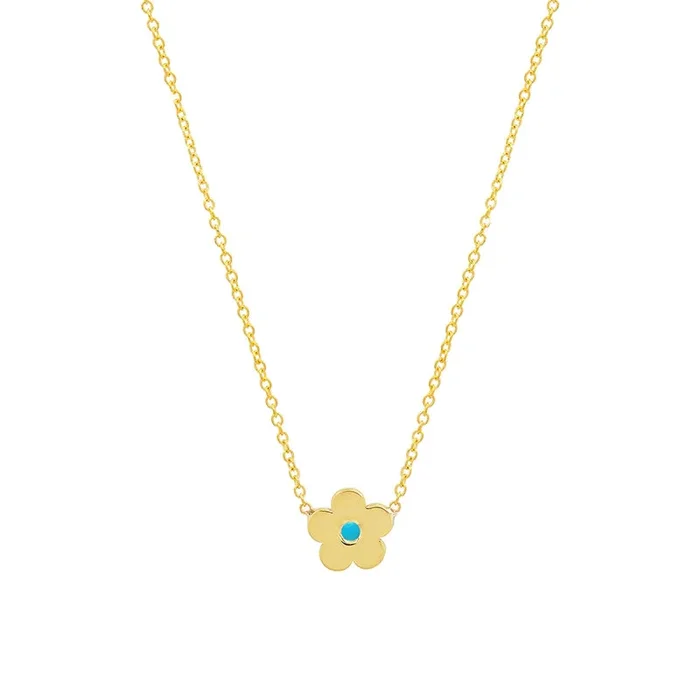 Mini Daisy Necklace with Turquoise Center