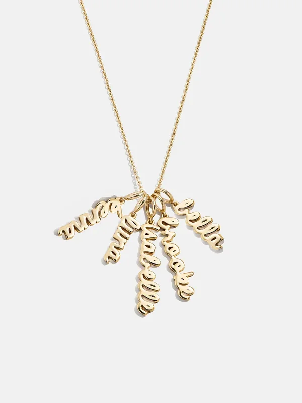 Mini Gold Script Cluster Custom Nameplate Necklace – 5 Names
