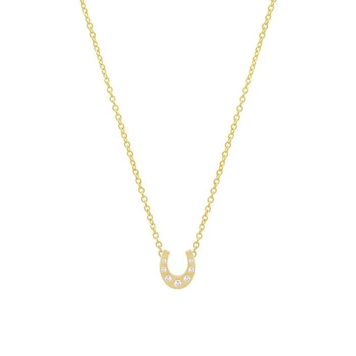 Mini Horseshoe Necklace with Diamond Accents