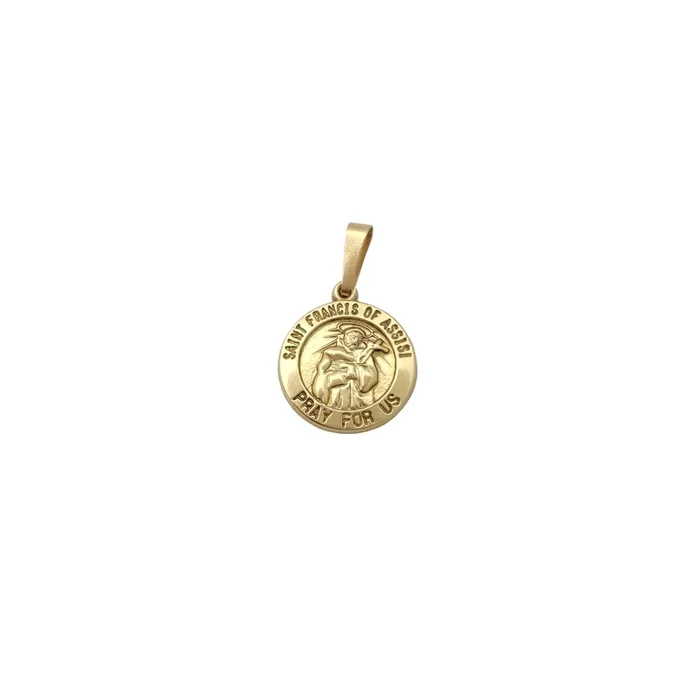 Miniature Saint Francis of Assisi Medallion Pendant (14K)