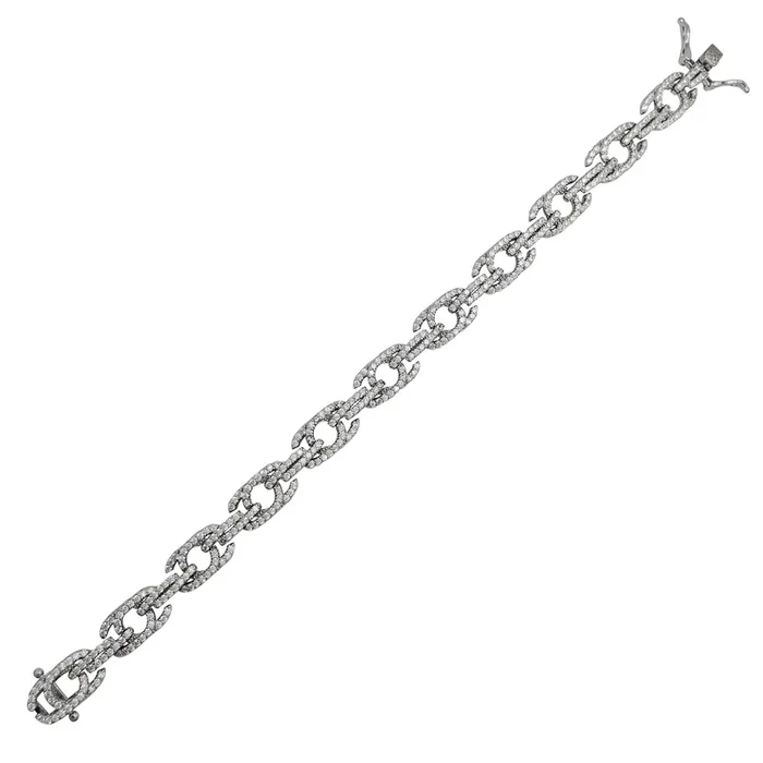 Mirrored “C” Link Tennis Bracelet (Silver)