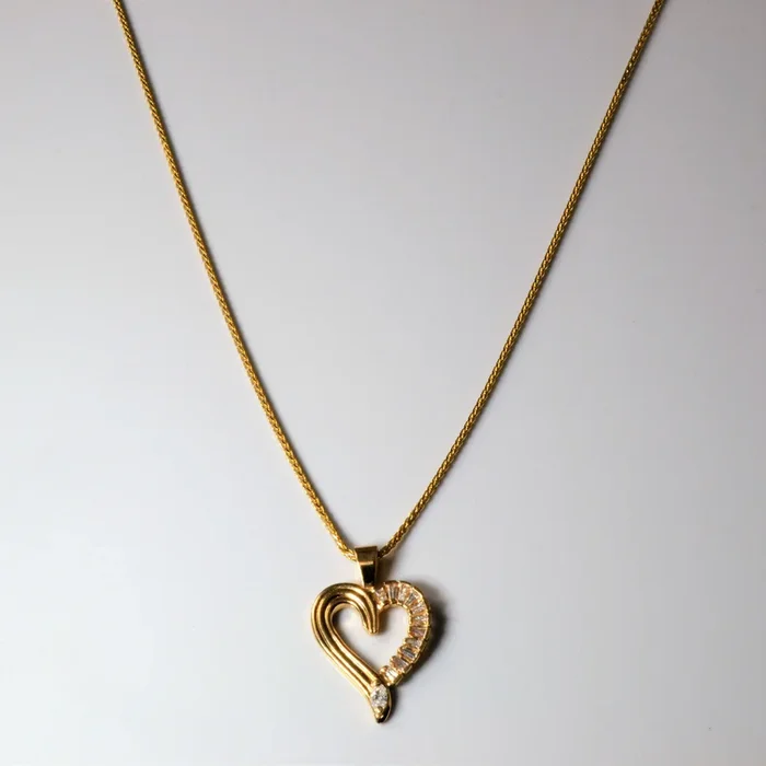 Mixed Cut Diamond Heart Necklace | 0.23ctw | 20″|