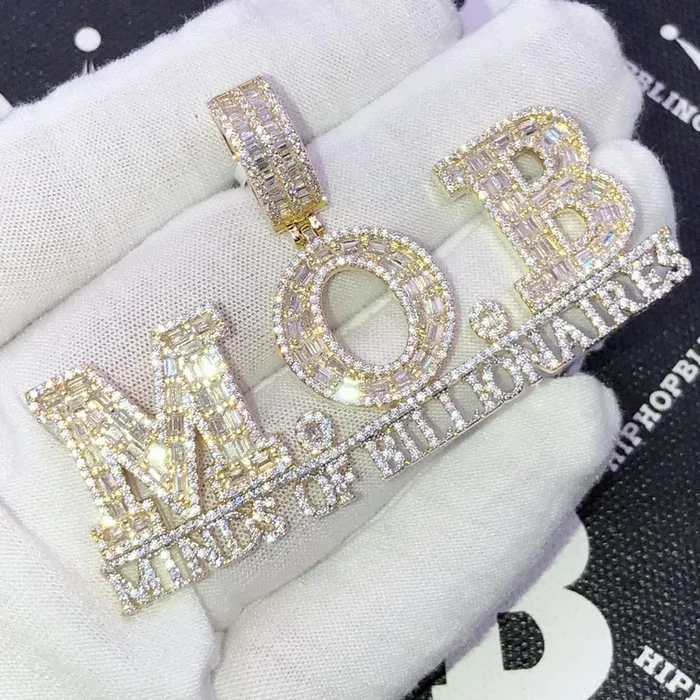 MOB Mind of Billionaires Baguette CZ Iced Out Pendant
