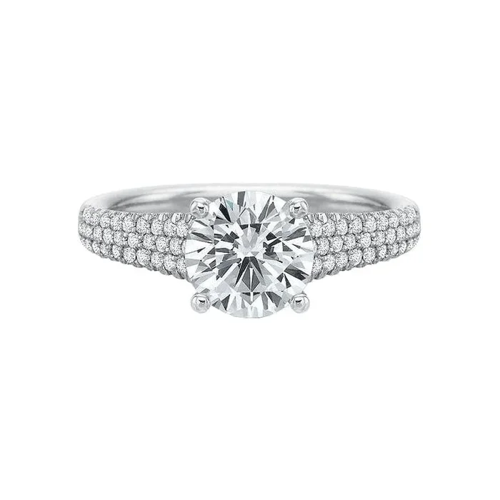 Modern Classic Tapered Pave Diamond Semi Mount Ring