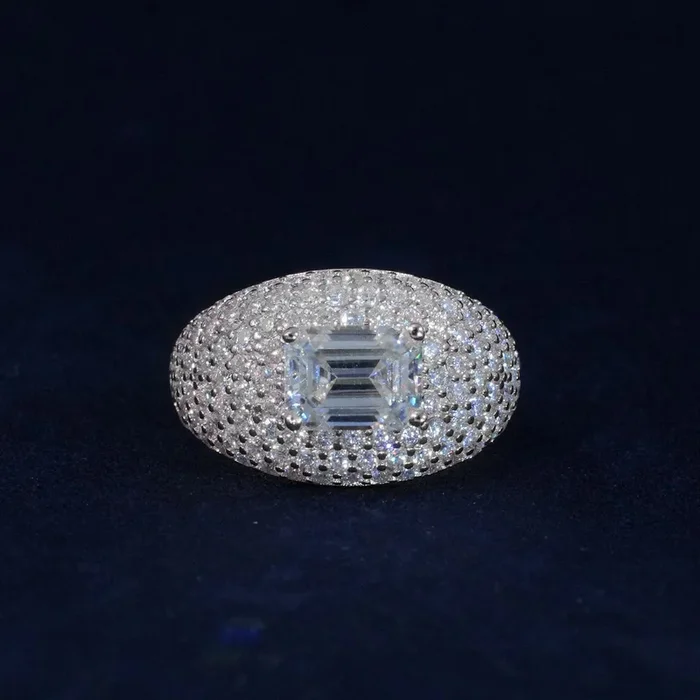Moissanite Diamond Emerald Cut Ring