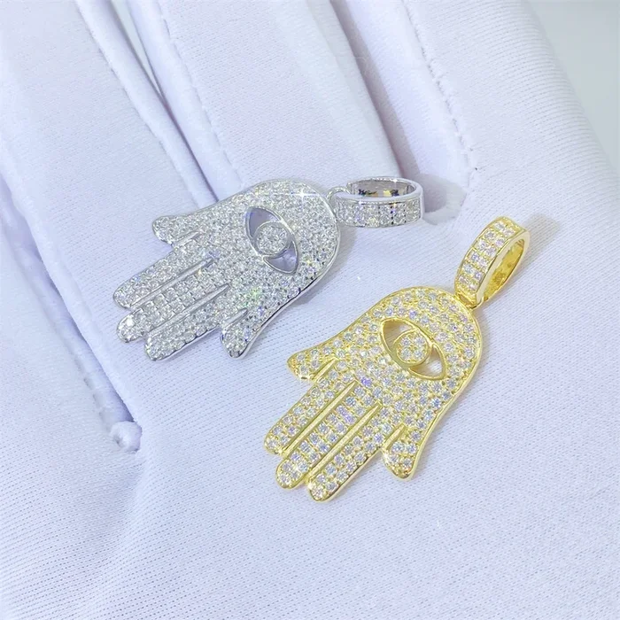 MOISSANITE HAMSA EYE PENDANT