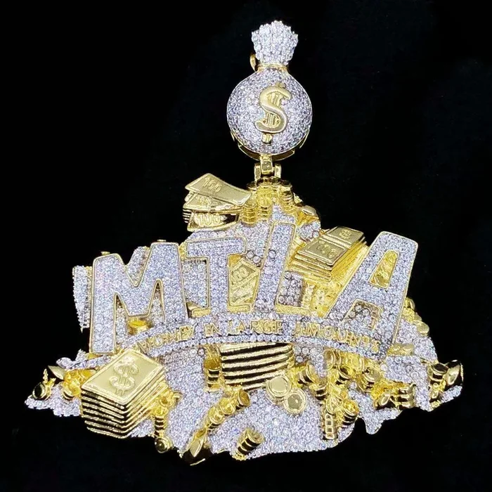 Money in Large Amounts VVS CZ Hip Hop Iced Out Pendant