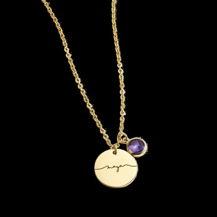 Monogram Script Birthstone Name Necklace