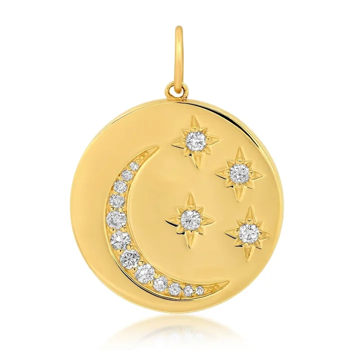 MOON & STAR DISC CHARM, GOLD