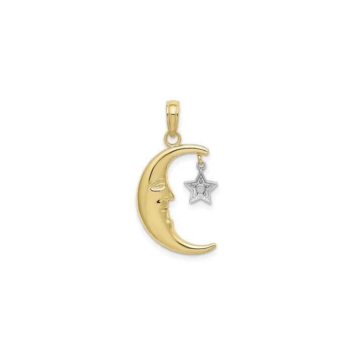 Moon with Dangling Star Pendant (10K)