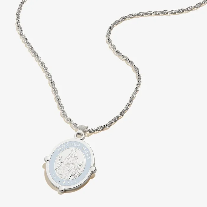 Mother Mary Embossed Charm Necklace