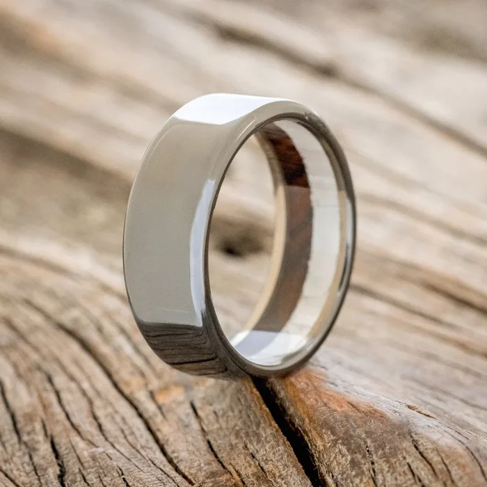 MOTHER OF PEARL & IRONWOOD WEDDING RING