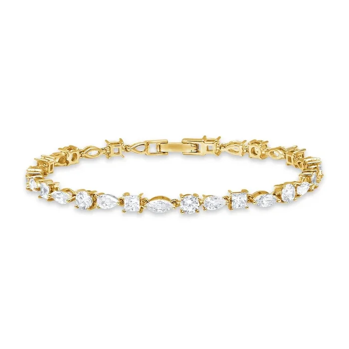 Multi Shape Tennis Bracelet Finished in Gold