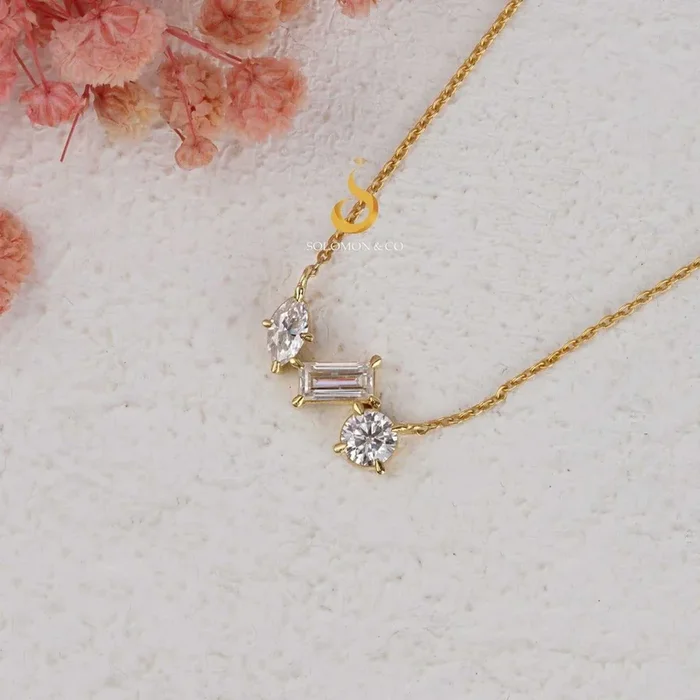 Multi Shaped Three Stone Necklace