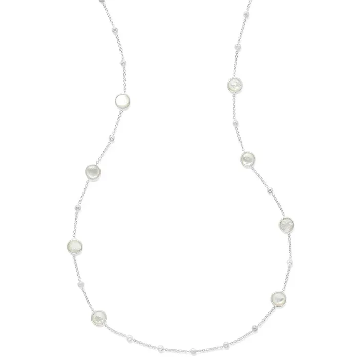Multi Station Mother of Pearl Necklace in Sterling Silver
