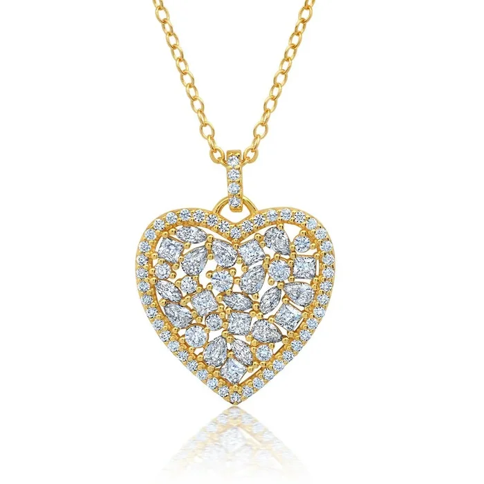 Multicut Pave Heart Shaped 16” Extending Necklace
