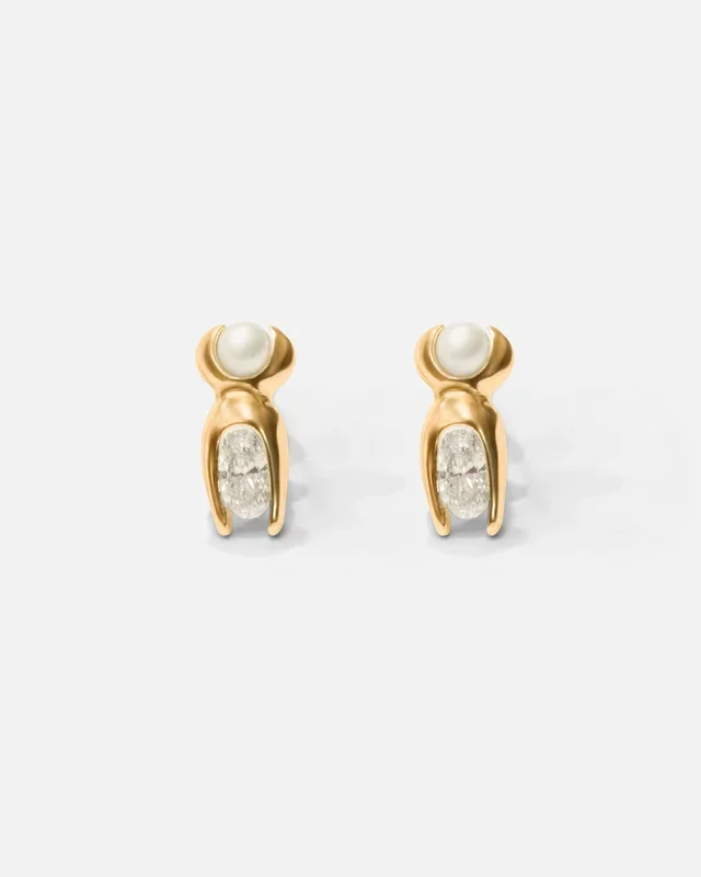 Mutation Earrings / Pearl & Diamond