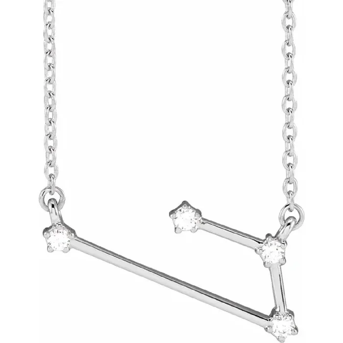 My Brightest Star 14K White Gold Round Shape Diamonds 14K White Gold Necklace (.08ctw)