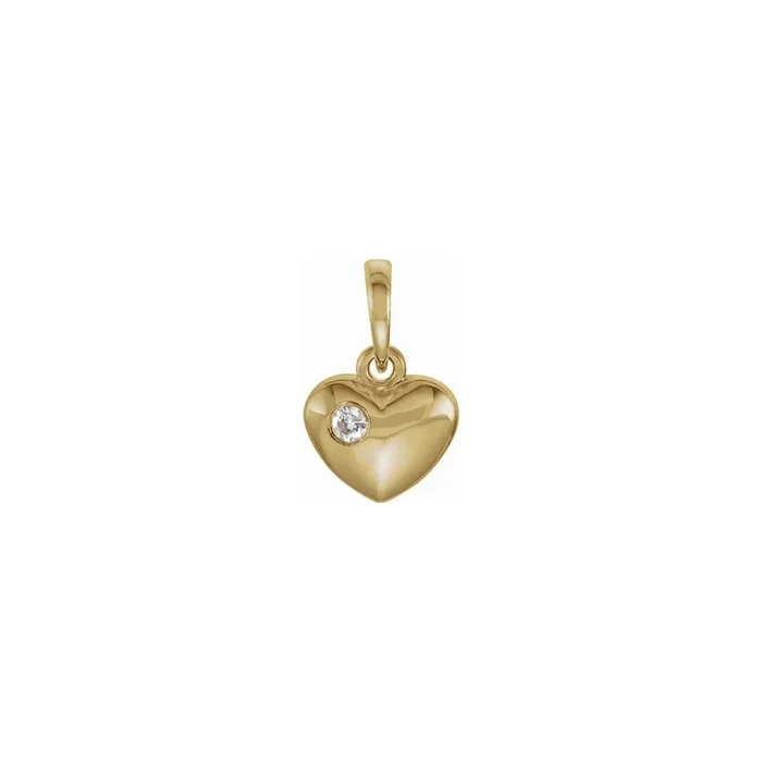 Natural Solitaire Diamond Heart Pendant (14K)