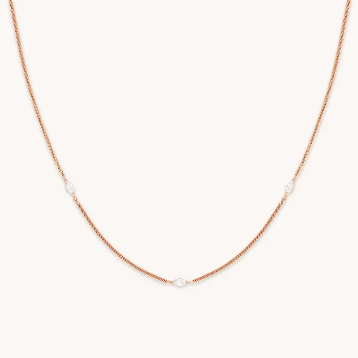 Navette Crystal Necklace in Rose Gold