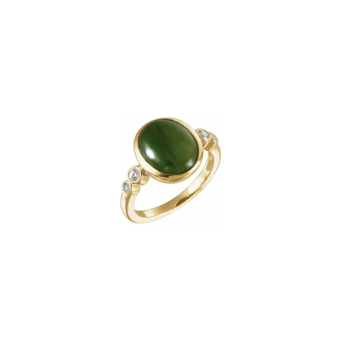 Nephrite Jade Diamond Ring (14K)
