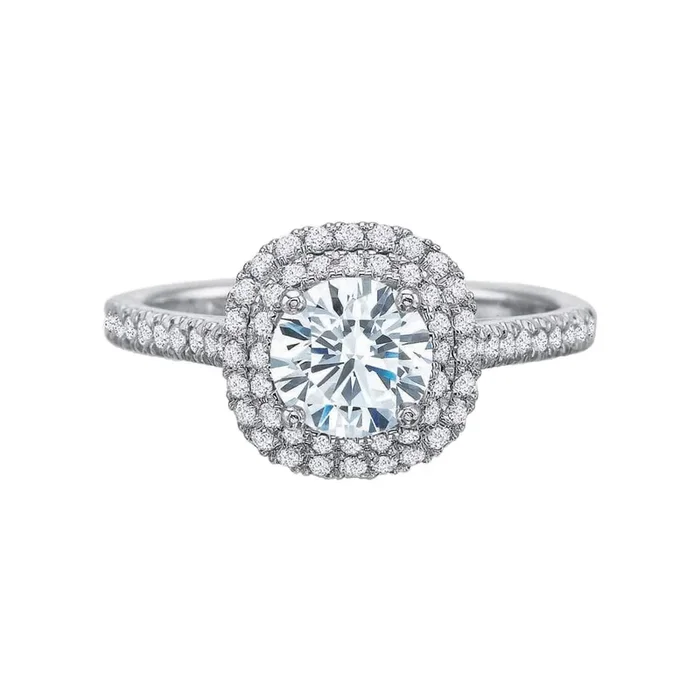 New Aire Double Cushion Halo Diamond Semi Mount Ring