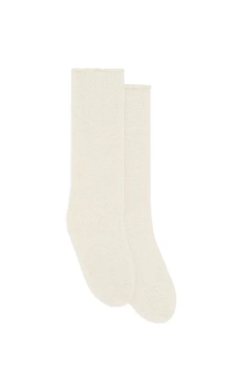 Nikola Knit Socks in Ivory Cashmere
