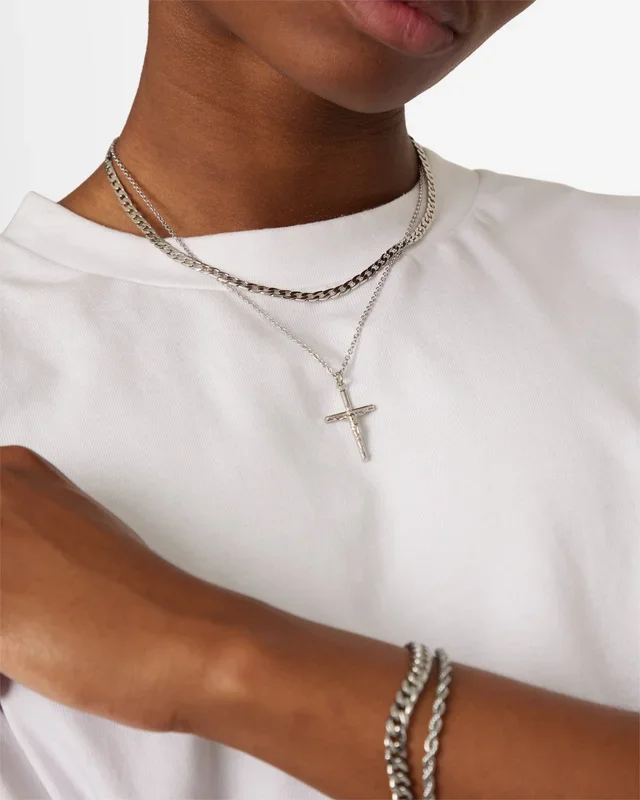 NXS Crucifix Chain Set White Gold