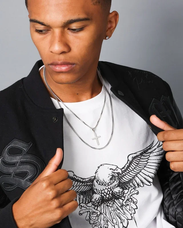 NXS Double Cross Chain White Gold
