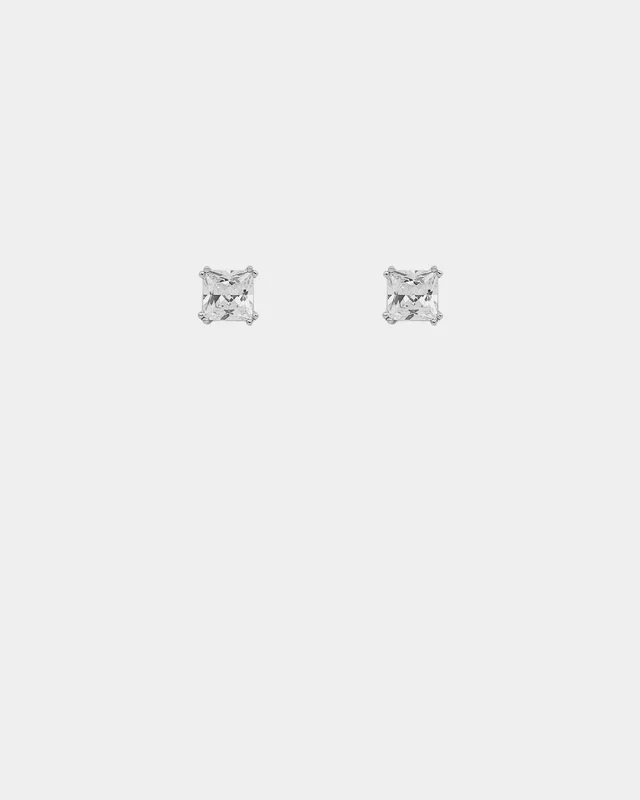 NXS Square Cut Earrings White Gold
