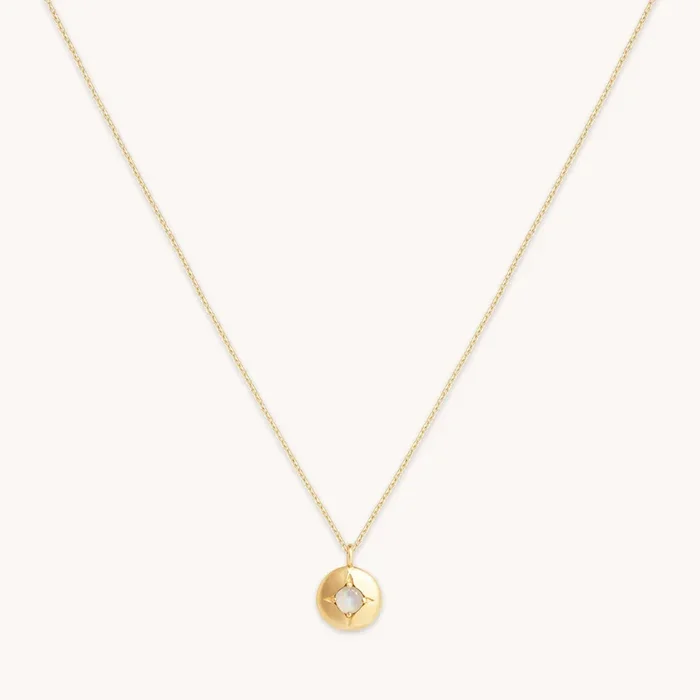 October Opal Birthstone Necklace in Solid Gold